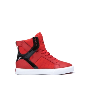 Supra Kids SKYTOP Risk Red/Black/white High Top Shoes | CA-39783